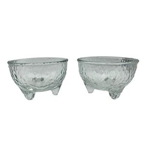 Crisa Libby  Bowl Vintage Pebble Texture Glass 3 Footed Set Of 2 Good Condition